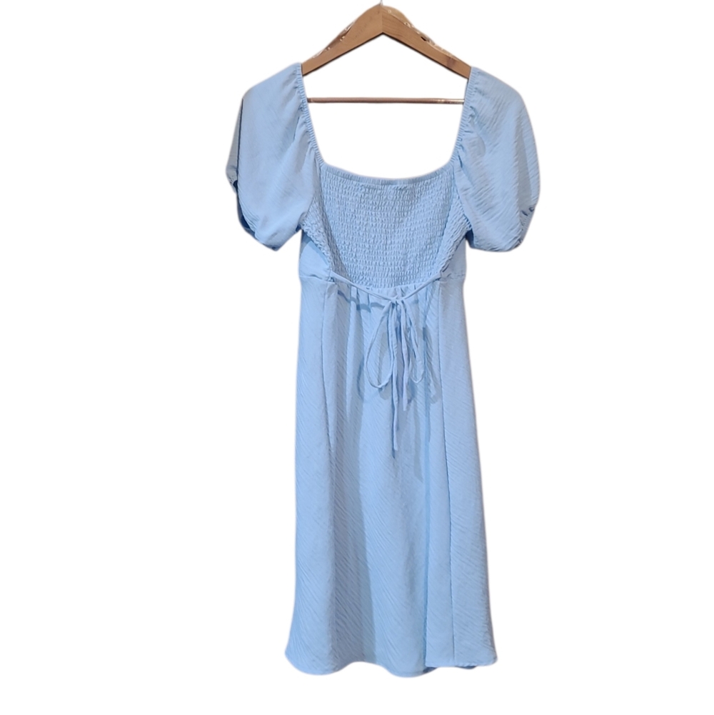 Women's No Boundaries Peasant Dress Baby Blue Short Sleeve Jrs XL 15-17 - Picture 2 of 6